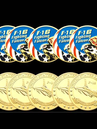 Купить 5PCS Non Magnetic Challenge Coin Craft USA Combat Aircraft F16 Helicopter Falcon US Eagle 24k Gold Plated Badge For Collection