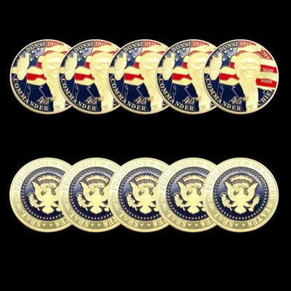 Купить 5pcs Non Magnetic Donald Trump President Historical Coin Craft Gold Plated Collectible Coins Medallions Coins USA Style Collection Badge