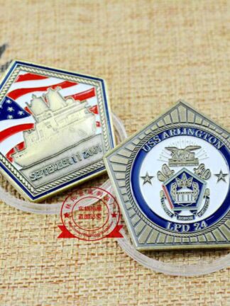 Купить 2pcs Non Magnetic Crafts American 911 Uss Arlington Pentagon Antique Military Bronze Plated Challenge Coin