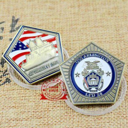 Купить 2pcs Non Magnetic Crafts American 911 Uss Arlington Pentagon Antique Military Bronze Plated Challenge Coin