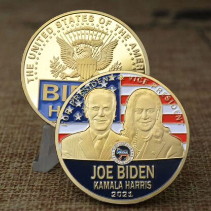 Купить 50pcs Non Magnetic Crafts US President Joe Biden Gold Plated Commemorative Coin Collectibles USA Challenge Badge