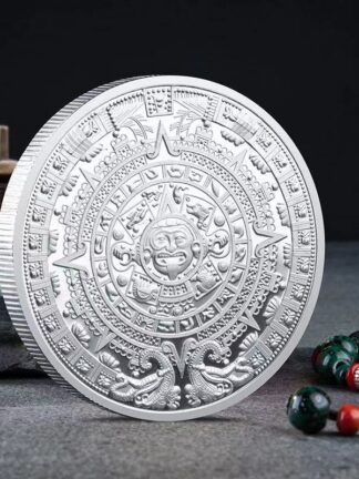 Купить 20PCS Non Magnetic Metal Crafts Mexico Pyramid Aztec Prophecy Calendar Medals Mayan Civilization Religion Culture Souvenir Gifts