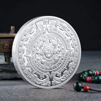 Купить 20PCS Non Magnetic Metal Crafts Mexico Pyramid Aztec Prophecy Calendar Medals Mayan Civilization Religion Culture Souvenir Gifts