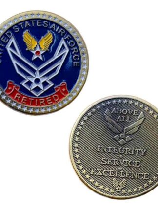Купить 2pcs Non Magnetic United States Air Force Retired Above All Initegrity Service Excellence Craft Bronze Plated Challenge Coin