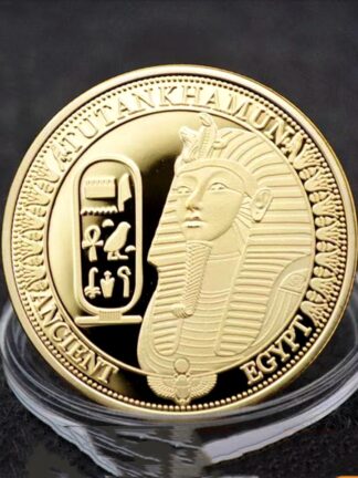Купить Non Magnetic Crafts Gold Plated Commemorative Coin Ancient Egyptian Pharaoh Stone Lions Face Pyramid Badge