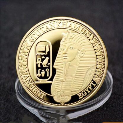 Купить Non Magnetic Crafts Gold Plated Commemorative Coin Ancient Egyptian Pharaoh Stone Lions Face Pyramid Badge