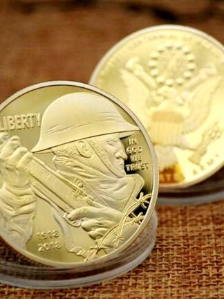 Купить 2pcs Non Magnetic First World War Soldier Liberty United Stated Army Eagles Craft Gold Plated Challenge Coin
