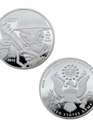 Купить 10pcs Non Magnetic Metal Crafts Centennial Commemorative Silver Plated Liberty US Eagle In God We Trust Challenge Coin