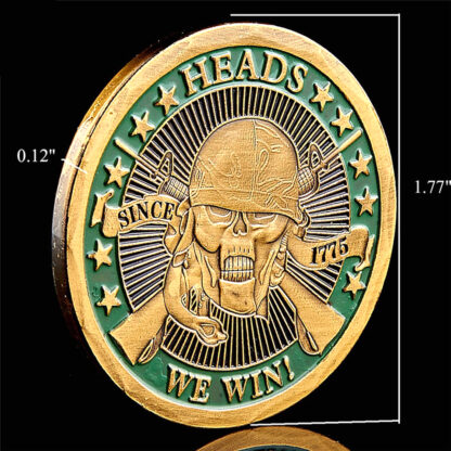 Купить 20pcs Non Magnetic 1775 Tails You Lose Heads We Win Skull Heroic Soldier Craft Gold Plated Metal Challenge Souvenir Coin Gift