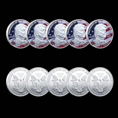Купить 5pcs Non Magnetic Metal Craft American 45th President Donald Trump The Statue Of Liberty Silver Plated Coin Collection