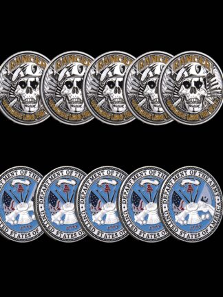 Купить 5pcs Non Magnetic Metal Craft 1775 USA Department Of Army Ranger Lead The Way Skull Silver Plated Challenge Coin