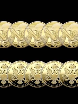 Купить 5pcs Non Magnetic First World War Soldier Liberty Challenge Craft United Stated Army Eagles Gold Plated Military Coin