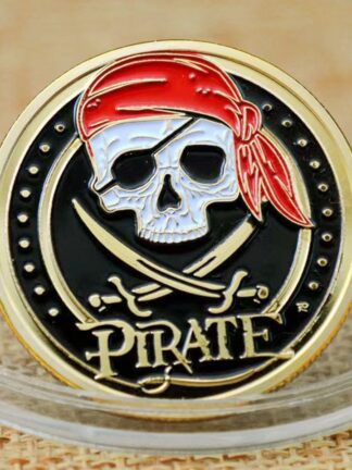 Купить 50pcs Non Magnetic Challenge Badge Craft Skull Pirate Ship Gold Plated Treasure Coin Lion of The Sea Running Wild Collectible Vaule Medal