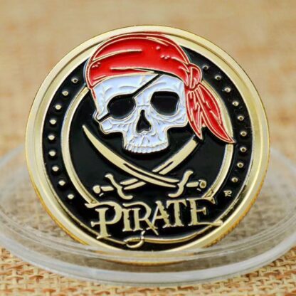 Купить 50pcs Non Magnetic Challenge Badge Craft Skull Pirate Ship Gold Plated Treasure Coin Lion of The Sea Running Wild Collectible Vaule Medal