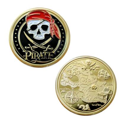 Купить 10pcs Non Magnetic Challenge Badge Craft Skull Pirate Ship Gold Plated Treasure Coin Lion of The Sea Running Wild Collectible Vaule Medal