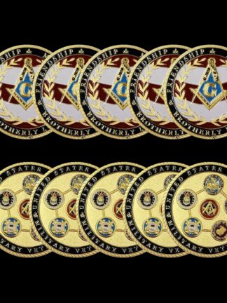 Купить 5pcs Non Magnetic Euro Masonic Craft Association Under A Brotherhood Man The Fatherhood Of God Gold Plated Token Challenge Coin