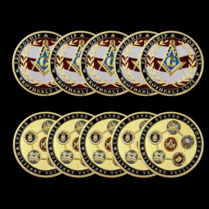 Купить 5pcs Non Magnetic Euro Masonic Craft Association Under A Brotherhood Man The Fatherhood Of God Gold Plated Token Challenge Coin