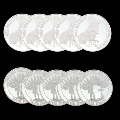 Купить 5pcs Non Magnetic 1914-1918 Commemorative Coin Craft Lord Kitchener 1914 Honor Medal Coins Collectibles Never Forget Your Country Needs You