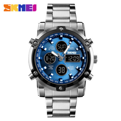 Купить SKMEI Clock Relogio Masculino Mens Watches Top Luxury Brand Sport Watch Countdown Stainless Steel Strap Quartz Wristwatches Men