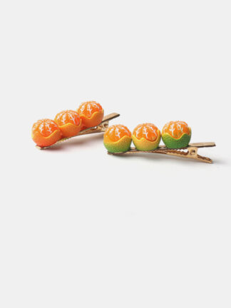 Купить Creative Fun Half-Peeled Orange Hair Clips Cute Girl Side Clip Fashion Sweet Style Japanese Fruit Hairpin Word Side Bangs Clip Headdress Duckbill Headpin Gifts