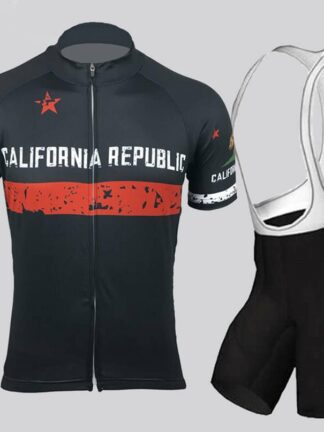 Купить 2021 Retro REPUBLIC OF CALIFORNIA Cycling Jersey And Bib Shorts Black