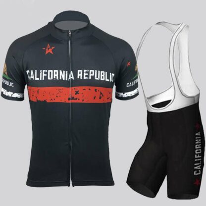 Купить 2021 Retro REPUBLIC OF CALIFORNIA Cycling Jersey And Bib Shorts Black