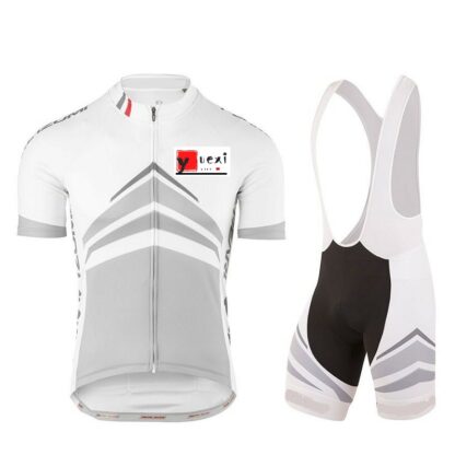 Купить 2021 Summer Short Sleeve cycling jersey and bib shorts suit White gray Bike Top Mountain