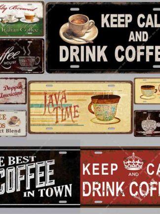 Купить Coffee Shop Garage USA Vintage Metal Painting Sign Plate Tin Bar Signs Car Number License Plaque Home Decor Wall Decora