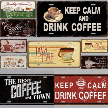 Купить Coffee Shop Garage USA Vintage Metal Painting Sign Plate Tin Bar Signs Car Number License Plaque Home Decor Wall Decora