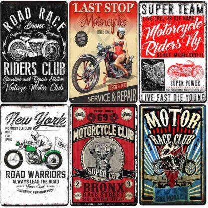 Купить Service Repair Retro Metal Sign Vintage Motor Tin Plaque Garage Motorcycle Decor Rider Club Wall Poster New York Plate N398