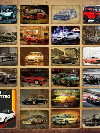 Купить Classic er Racing Car Poster Wall Art Metal Plaque For Pub Bar Club Living Room Home Decor Movie Automobile Tin Signs YI-059