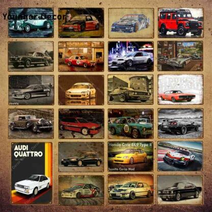 Купить Classic er Racing Car Poster Wall Art Metal Plaque For Pub Bar Club Living Room Home Decor Movie Automobile Tin Signs YI-059