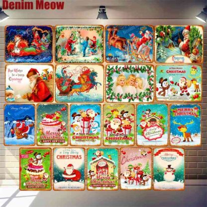 Купить Merry Christmas Retro Poster Vintage Metal Tin Sign Home Bar Cafe Room Pub Decoration Santa Claus Decor Wall Art Stickers N319