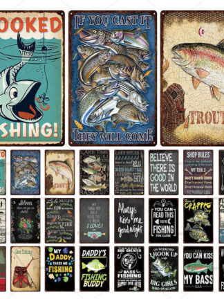Купить Rules Tin Fishing Sign Vintage Metal Plate For Wall Poster Farm Art Decoration Retro Stickers Plaquesa