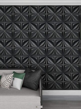 Купить Art3d 50x50cm Wall stickers Matt Black 3D Wallpaper Panel PVC Flower Design Cover 32 Sqft