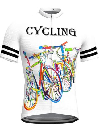 Купить 2021 Men's Short Sleeve Cycling Jersey Summer Spandex Quick Dry Moisture Wicking Sports Clothing Apparel / Athleisure