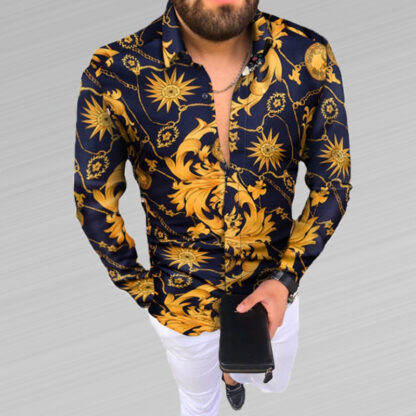 Купить Plus Size 3XL Men's Casual vintage Shirt Long Sleeve Autumn Hawaiian Shirts Printed Pattern Man Clothes Cardigan Blouse