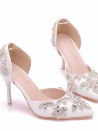 Купить Rhinestone women's wedding shoes pointed hollow high-heeled sandals