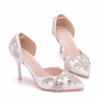 Купить Rhinestone women's wedding shoes pointed hollow high-heeled sandals