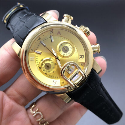 Купить Top quality 42mm mens watches full-featured quartz movement needle leather strap business sports diving men's fashion watch