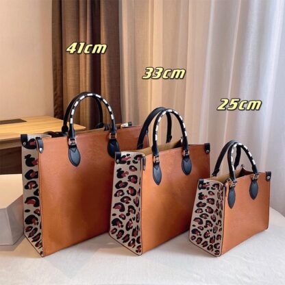 Купить 2022 Leopard Embossed Totes Women Crossbody Vintage Handbags Classic Embroidery Handle Delicate Totes Mom Shopping Bags with Top Quality