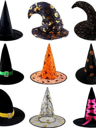 Купить 1pcs Adult Kids Witch Hats Masquerade Ribbon Wizard Hat Cosplay Halloween Costume Party Birthday Carnival Witches Top Hats Q0811