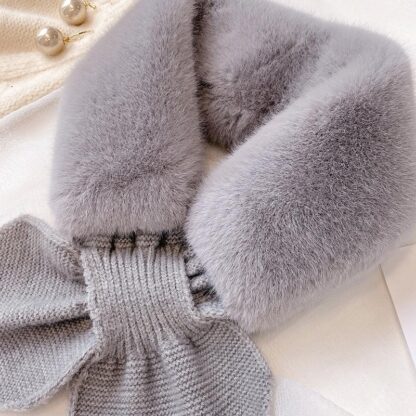 Купить Scarves Fashion Fur And Knitted Scarf Soft Warm Woolen Women Winter Neckerchief Girl Cute Solid Ladies