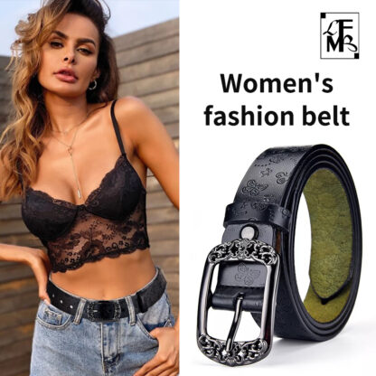 Купить [LFMB]Women's Belt Genuine Leather Fashion High Quality Pin Buckles Fancy Vintage Belt New Trend Belt Belts For Women