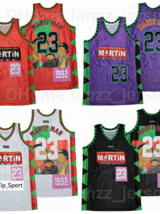Купить Moive Martin Payne 1992 90s TV Show 23 Marty Mar Jersey Basketball Lawrence Authentic Hip Hop Team Color Purple Black Red White Breathable