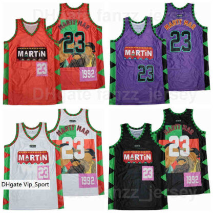 Купить Moive Martin Payne 1992 90s TV Show 23 Marty Mar Jersey Basketball Lawrence Authentic Hip Hop Team Color Purple Black Red White Breathable