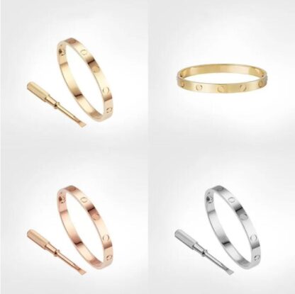 Купить 50%off Titanium Bangle Bracelet For Lover Fashion Wedding Bangles Rose Gold Thanksgiving Day Bracelets 4 CZ with box size 15-22 spinn