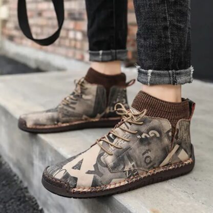 Купить Lace Up Men Shoes 2021 New Concise Winter Simplicity Round Toe Fat PU Leather Casual Outdoors Fashion Classic Comfortable Sneaker DH671