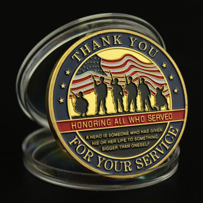 Купить 10pcs Non Magnetic Craft Thank You for Your Service United States Veteran Souvenir Coin Gold Plated Collectible Gift Honor Commemorative Challenge Coin