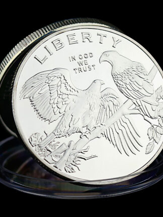Купить 10pcs Non Magnetic Libert Silver Plated Souvenir Bald Eagle In God We Trust USA Collectible Gift Collection Art Liberty Coin Commemorative Coin